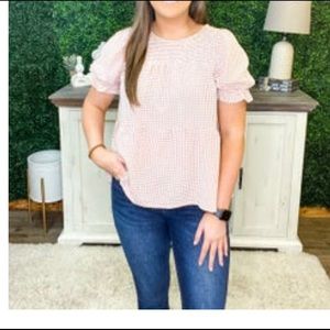 Bnwot Blue Pepper smocked shirt